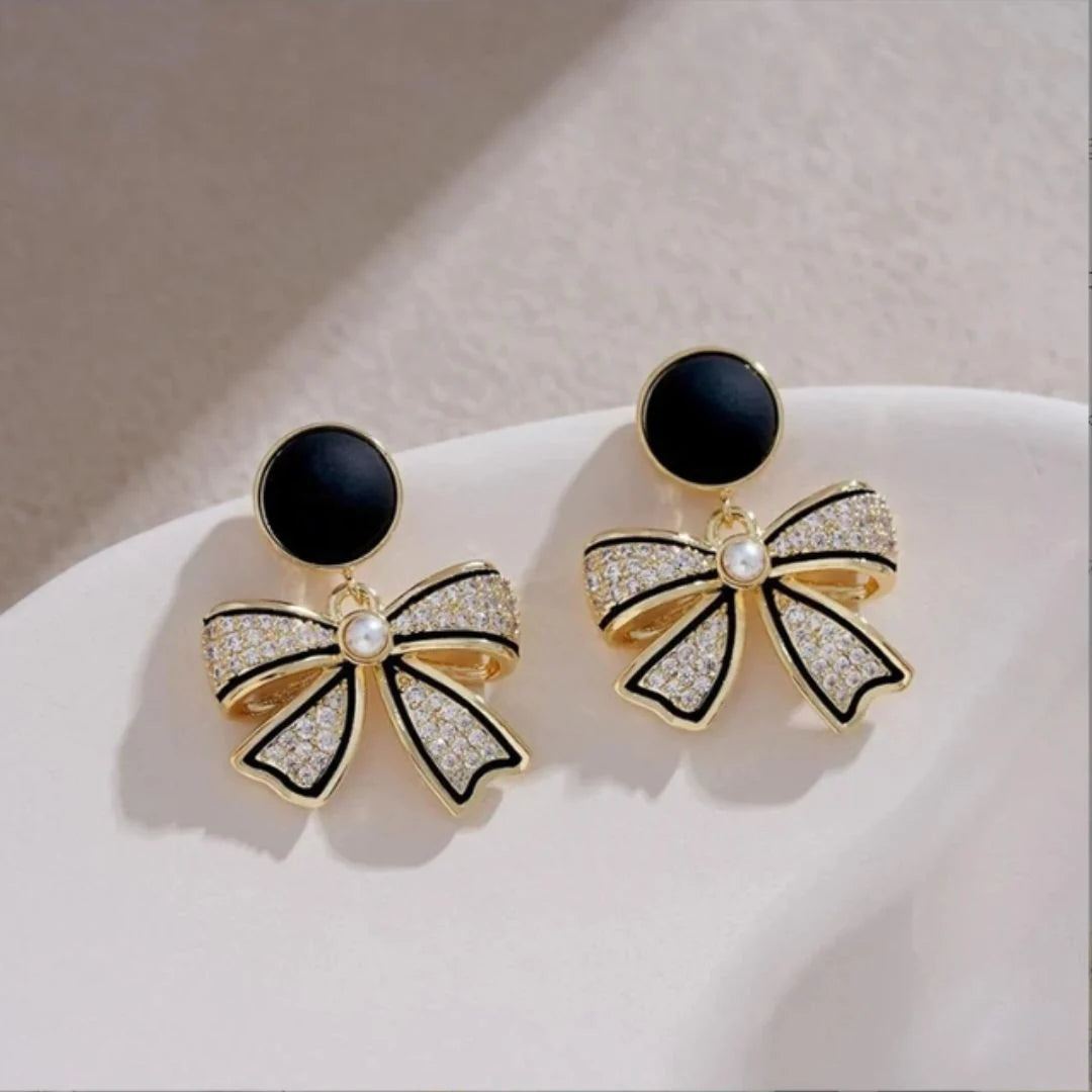 Black Bow Party Wear Earrings
