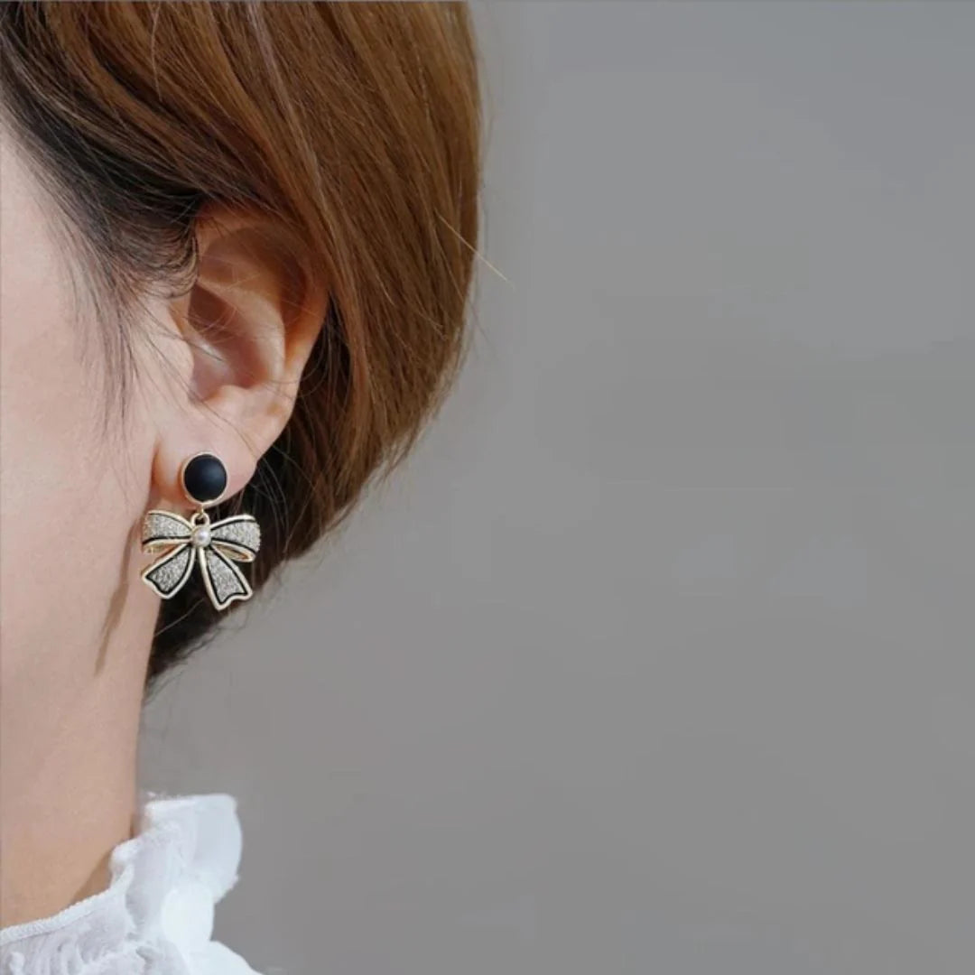 Black Bow Party Wear Earrings