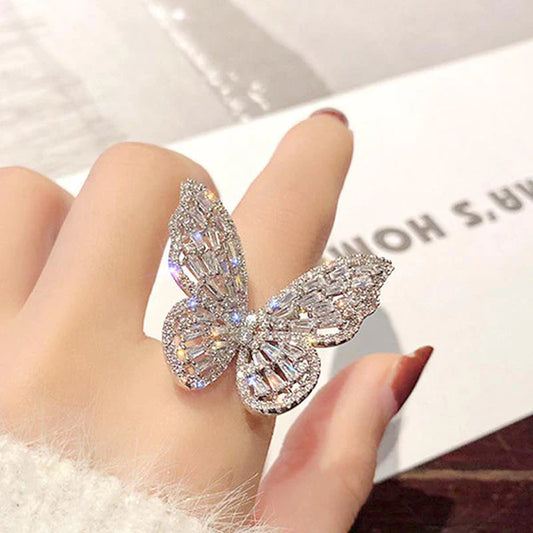 Sliver Plated Butterfly Cocktail Ring