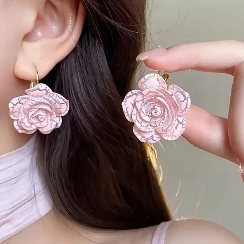 Pink Rose Earrings