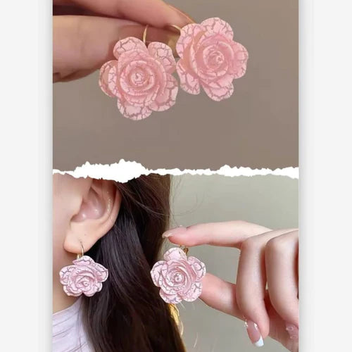 Pink Rose Earrings