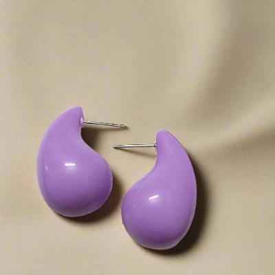 Purple tea drop earrings