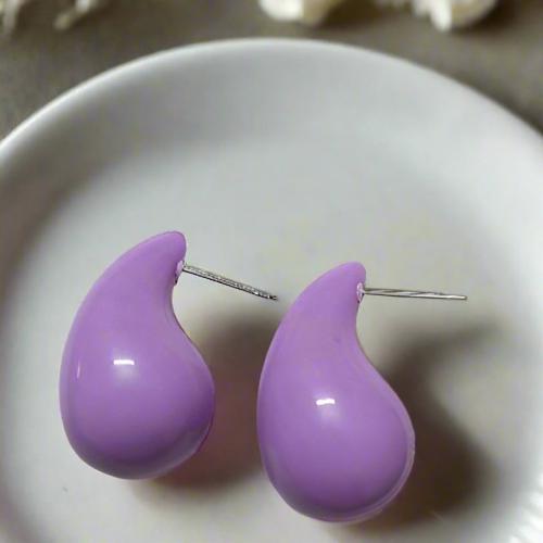 Purple tea drop earrings