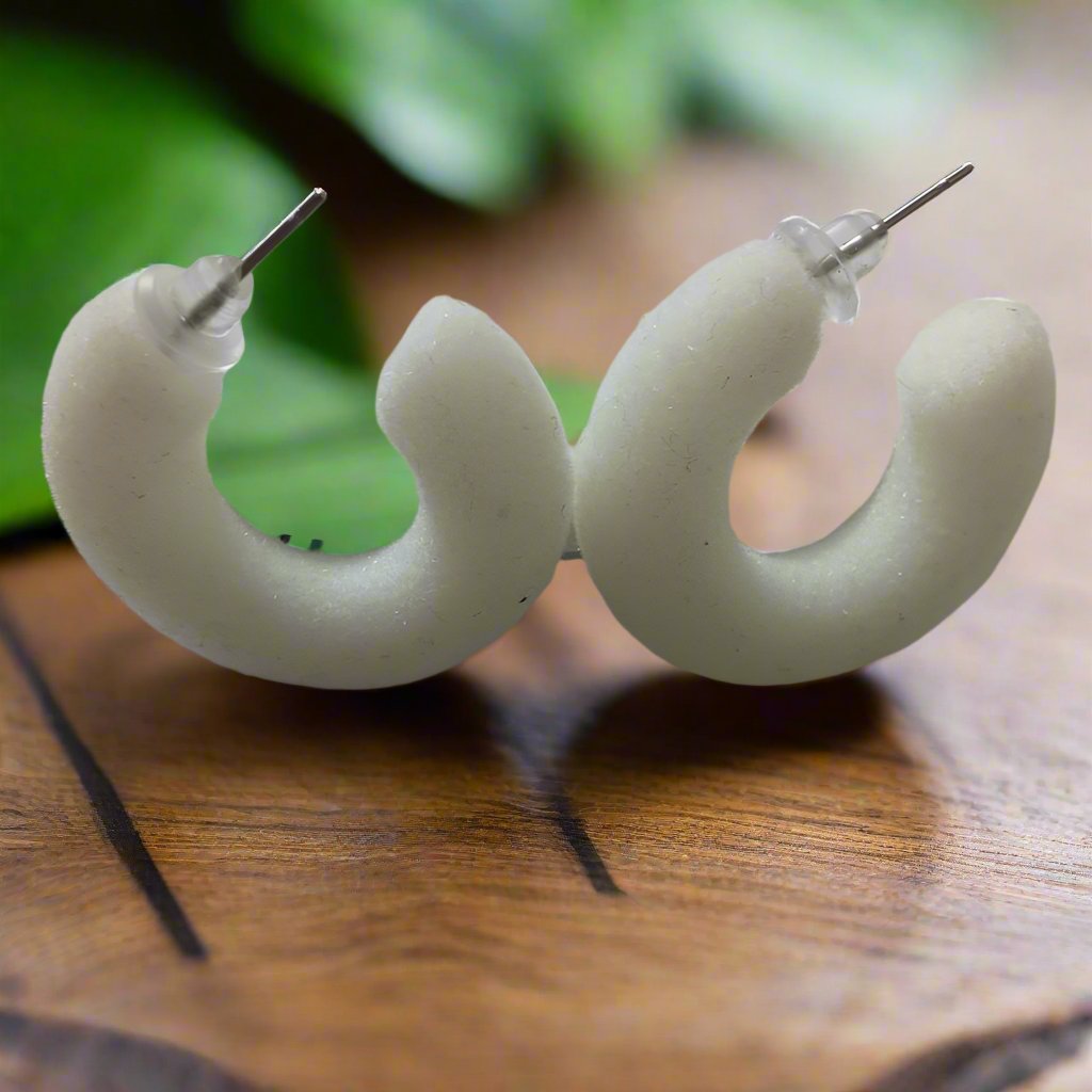 Cream Velvet Hoop Earrings