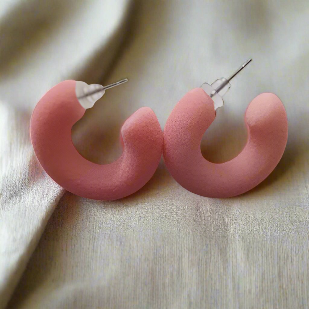 Peach Velvet Hoop Earrings