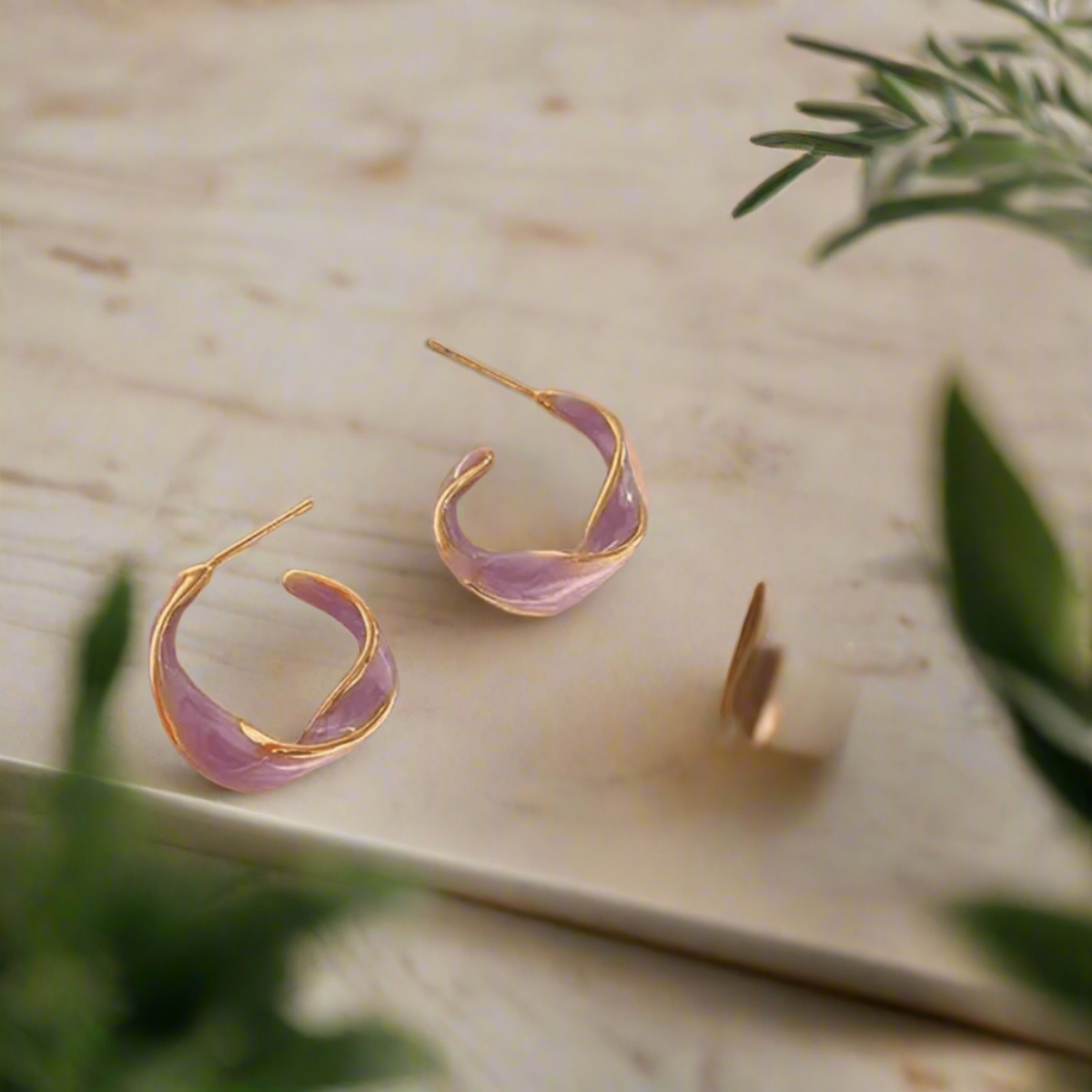 Purple Curved Casual Earrings