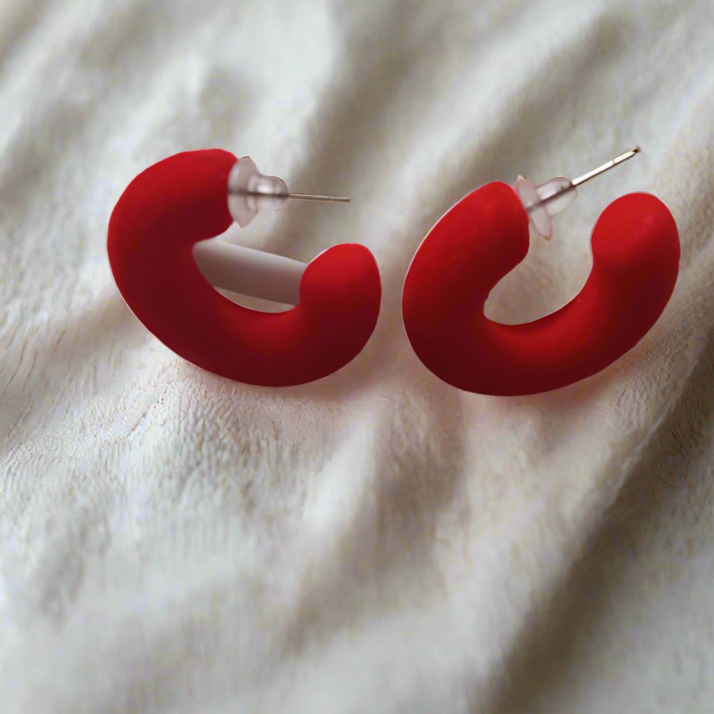 Red Velvet Hoop Earrings