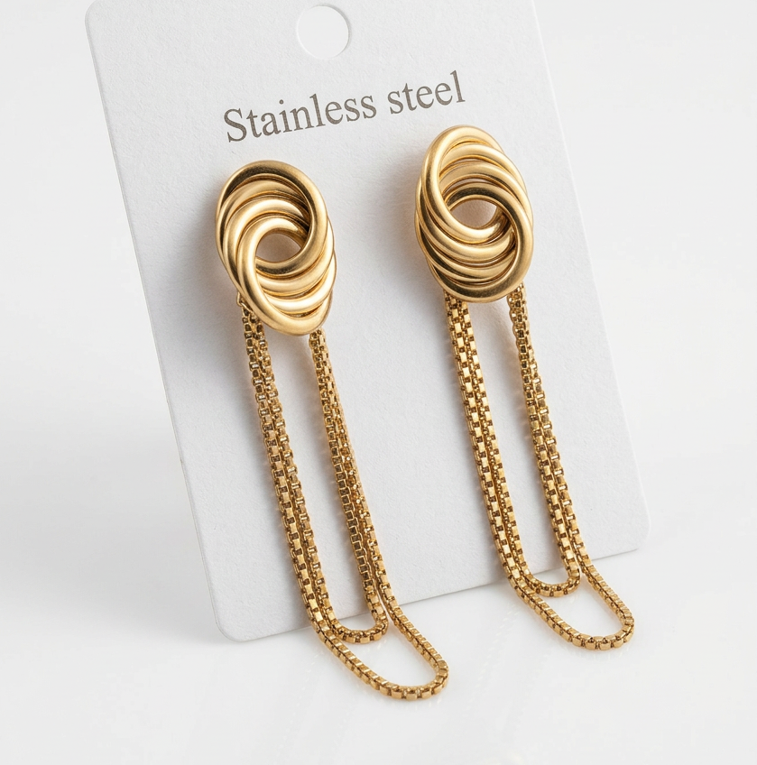 Whirl Drop Chain Earrings
