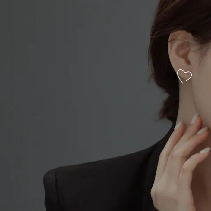 Sliver Half Heart Earrings