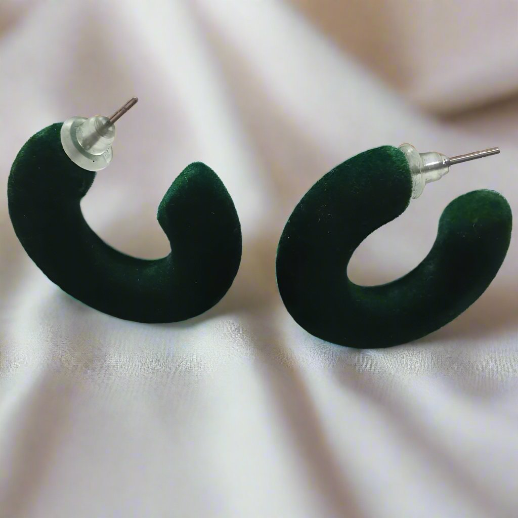 Green Velvet Hoop Earrings