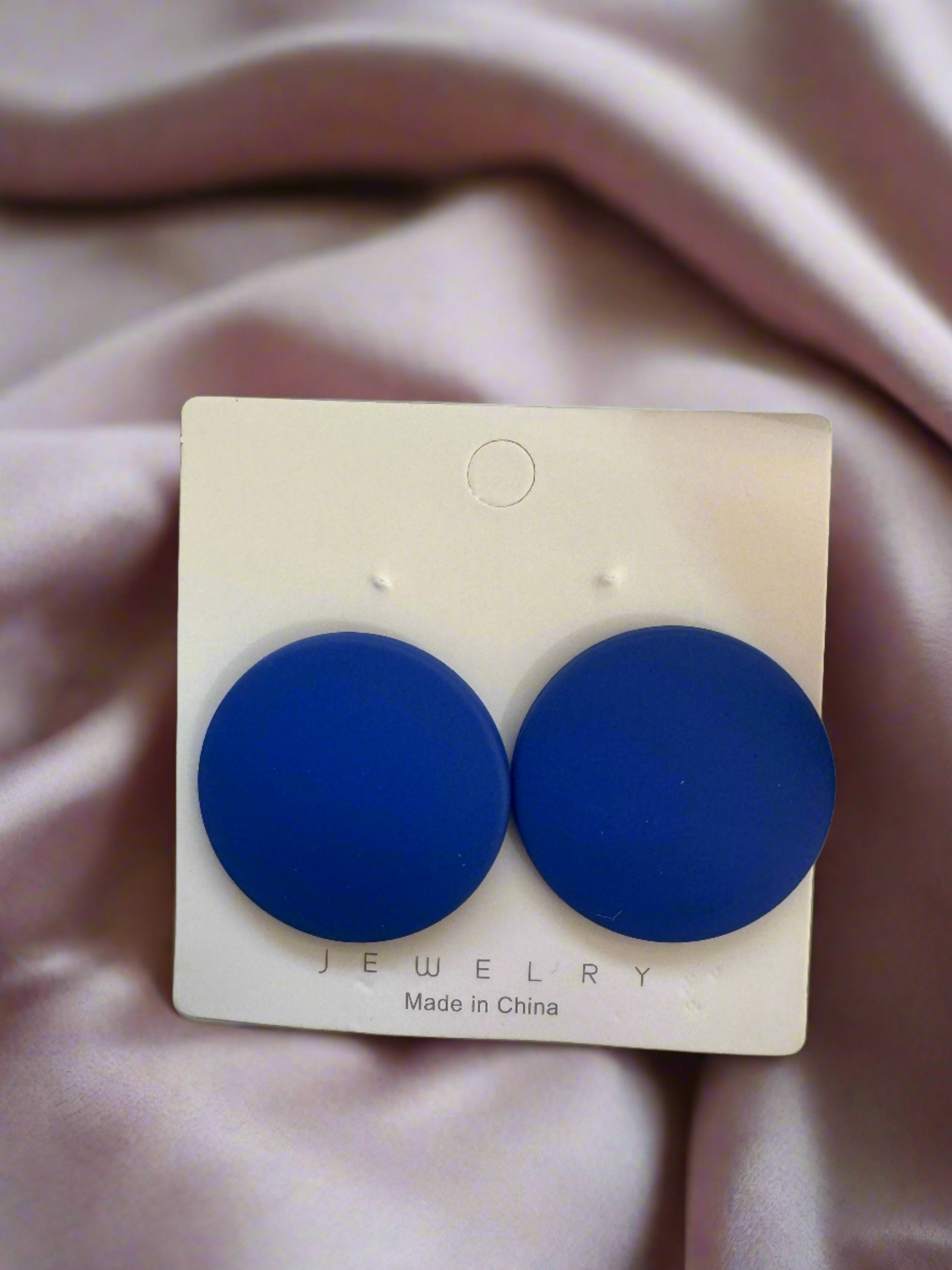 Navy Blue Round Statement Earrings