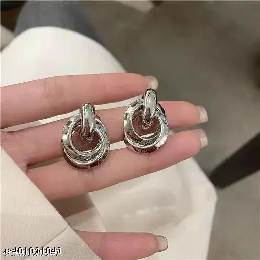 Sliver Ring Buckle Drop Earrings