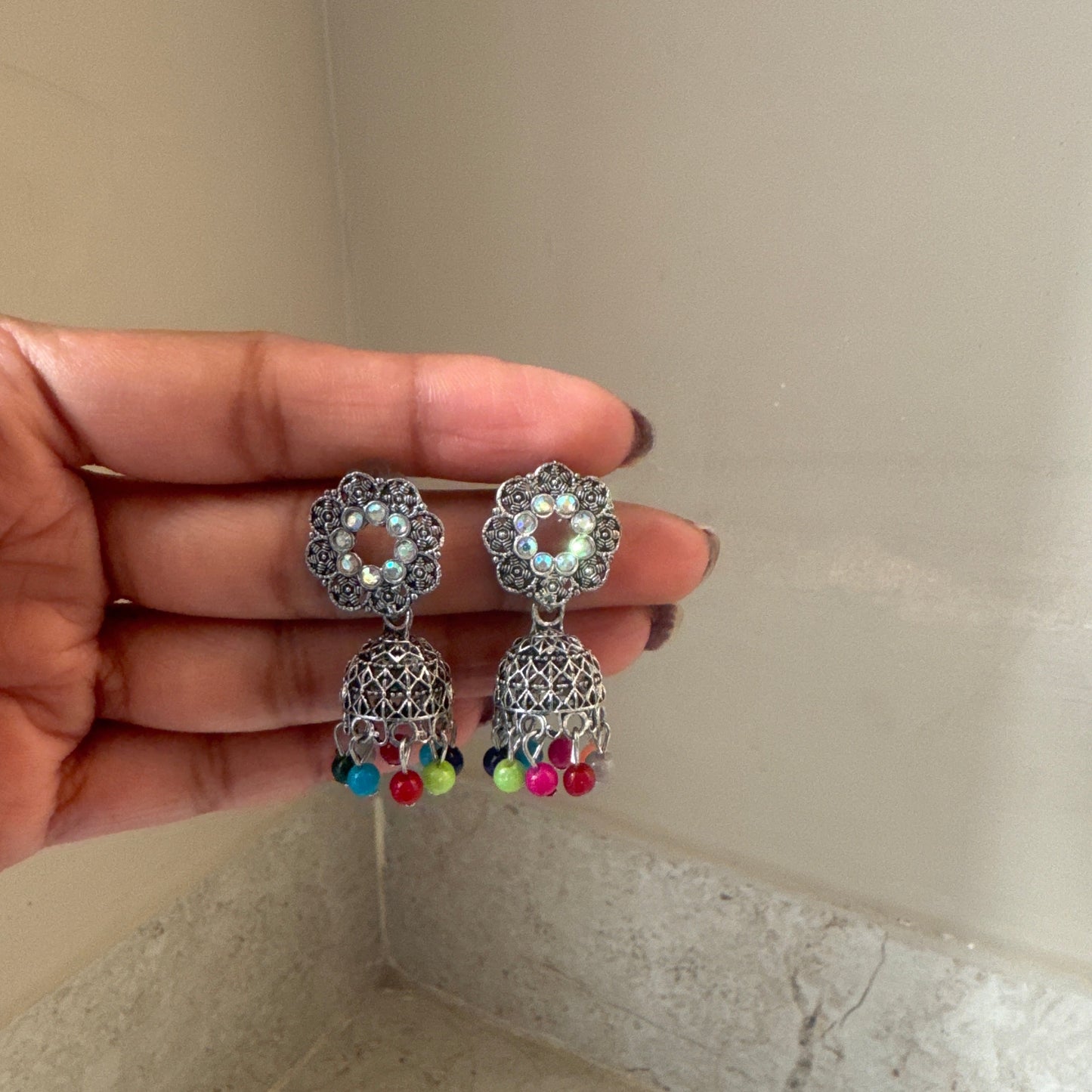 Oxidised Clover Multicolour JHUMKA