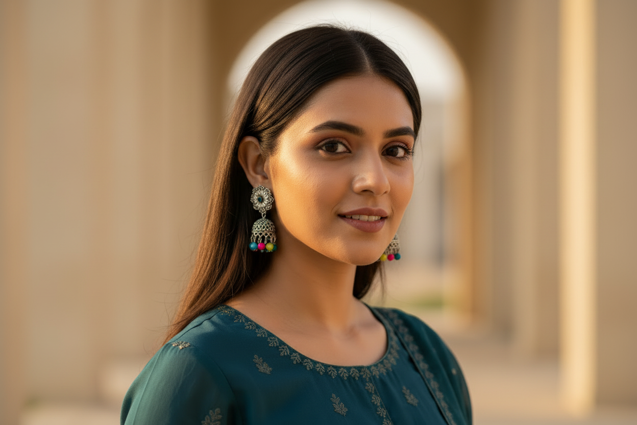 Oxidised Clover Multicolour JHUMKA