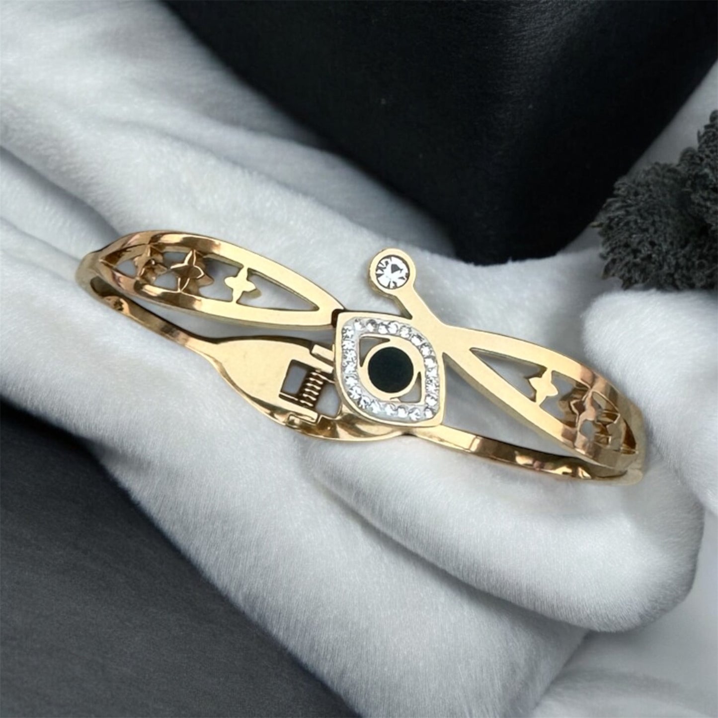 Black Evil Eye Stainless Steel Bracelet