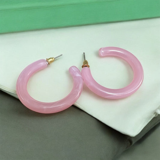 Pastel Pink Hoop Earrings