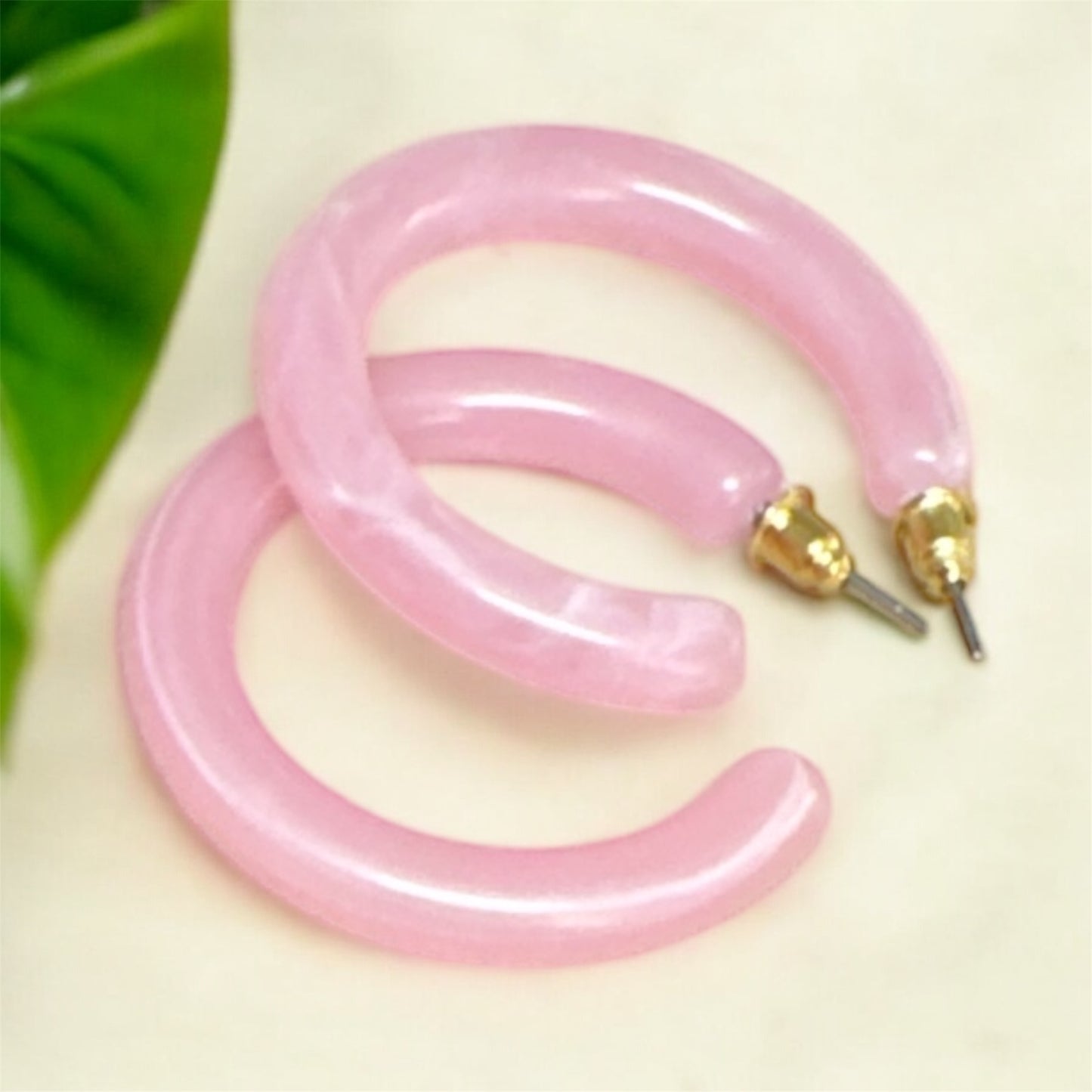 Pastel Pink Hoop Earrings