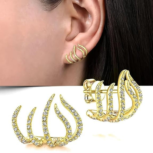 Golden-White Diamond Embeded Earcuff