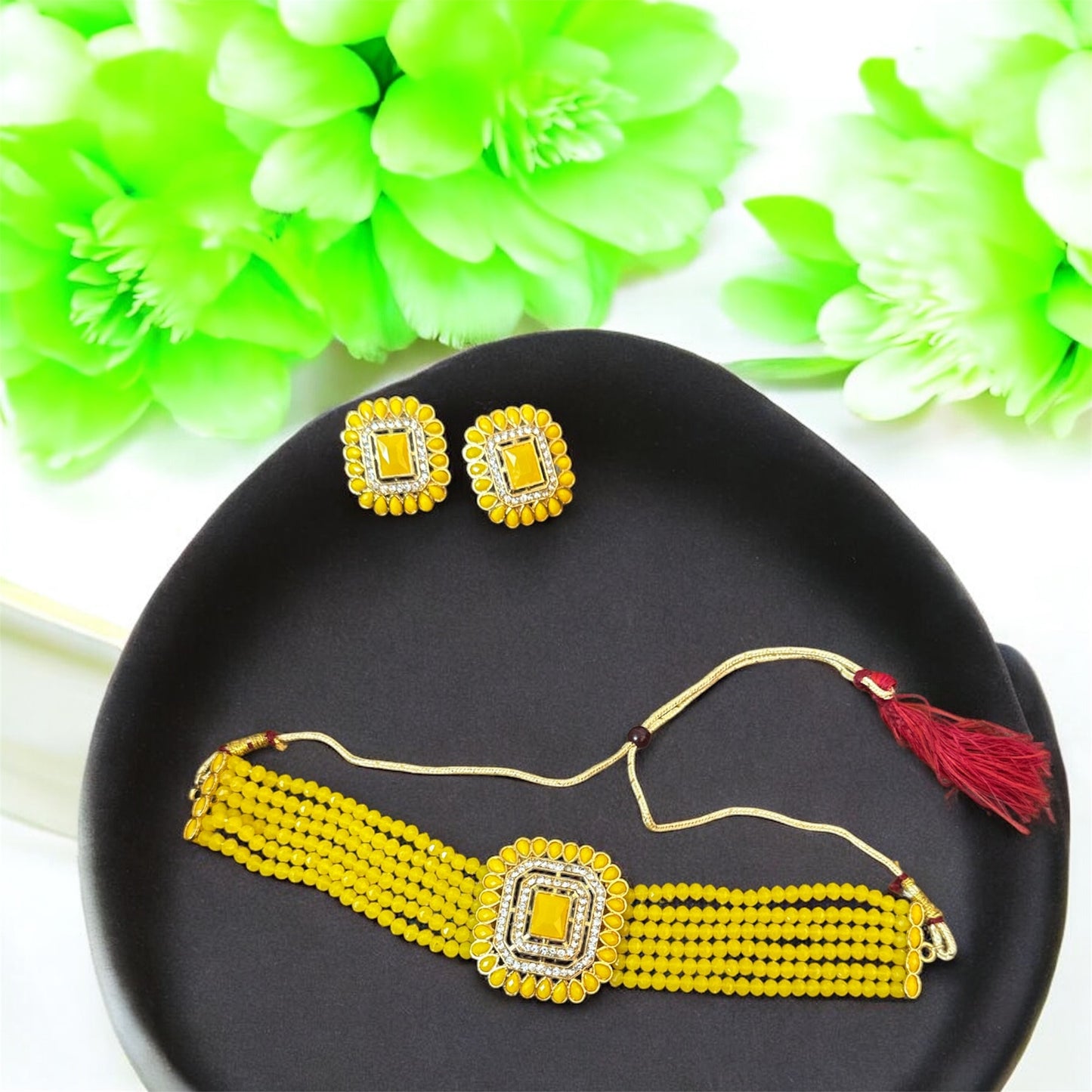 Yellow Choker Jewellery Sets