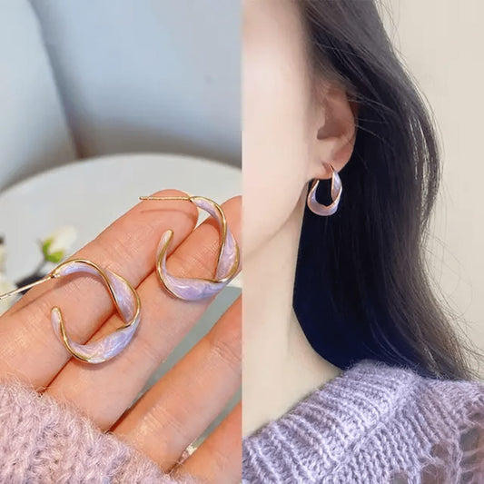 Purple Curved Casual Earrings