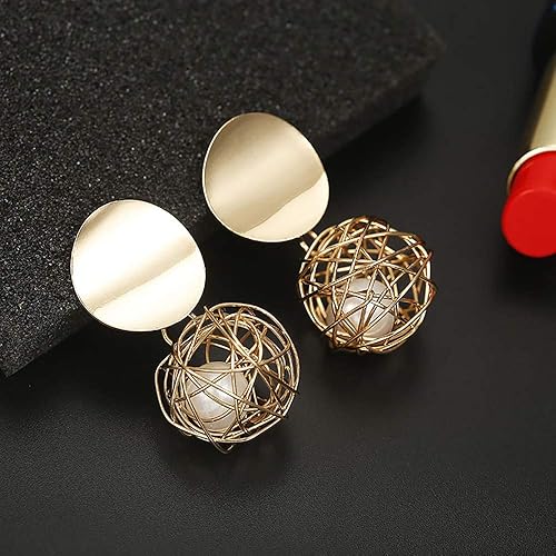 Golden Round Drop Earring
