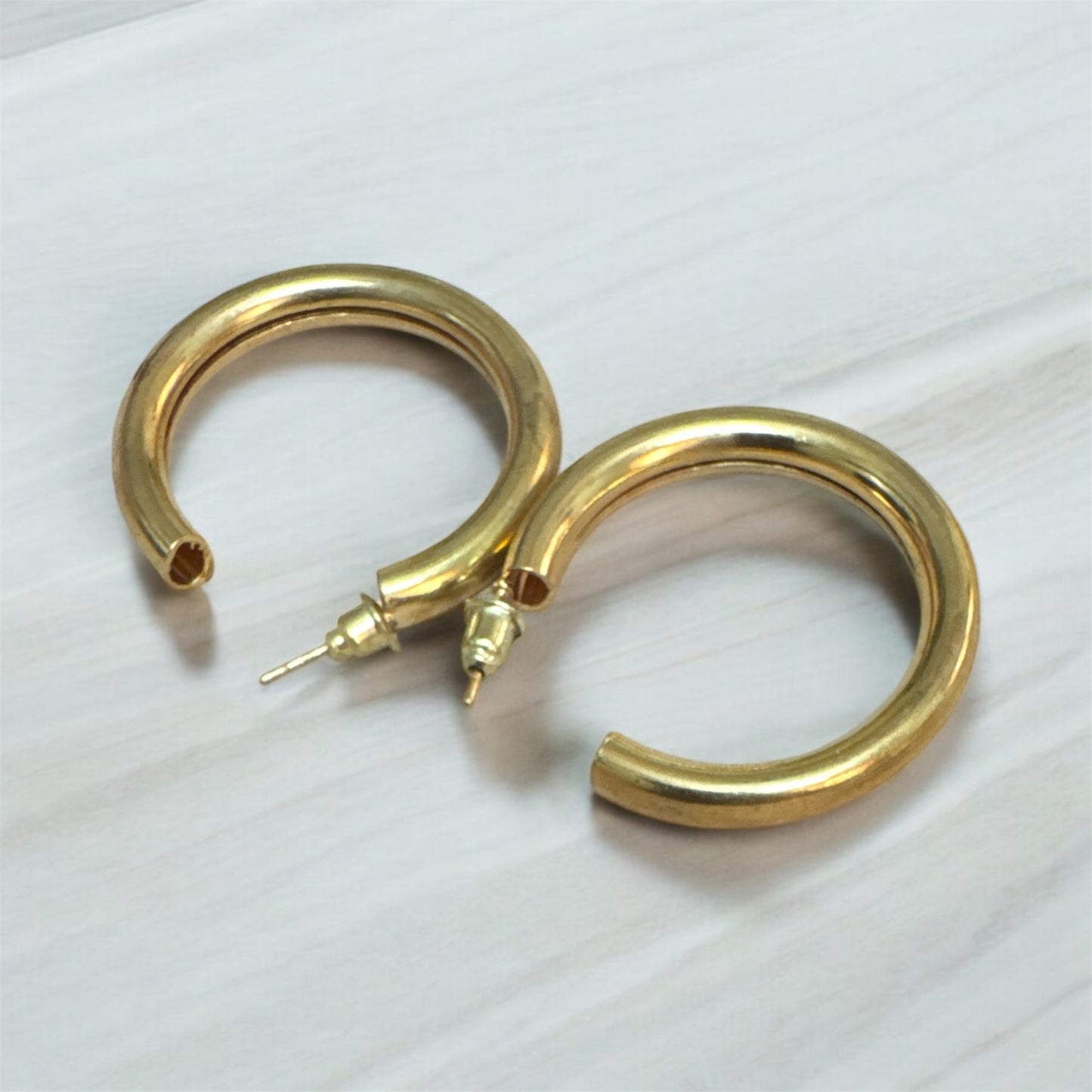 Plain Golden Hoop Earrings