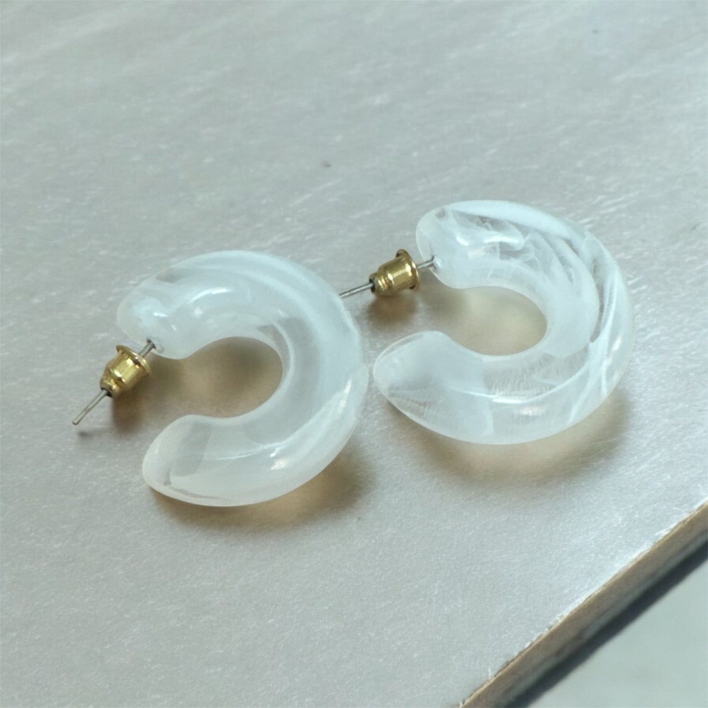 White Hoop Earrings