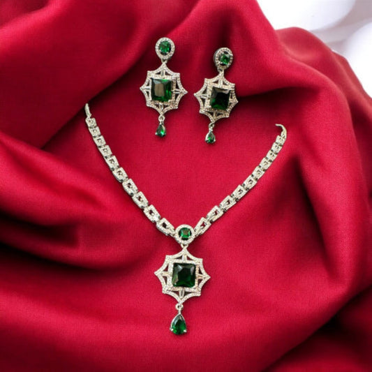 Emerald Green Cubic Zirconia Jewellery Set