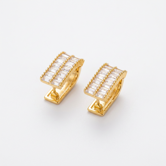 Rectangular Studded Hoop Earrings