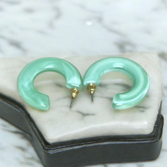 Pastel Green Hoop Earrings