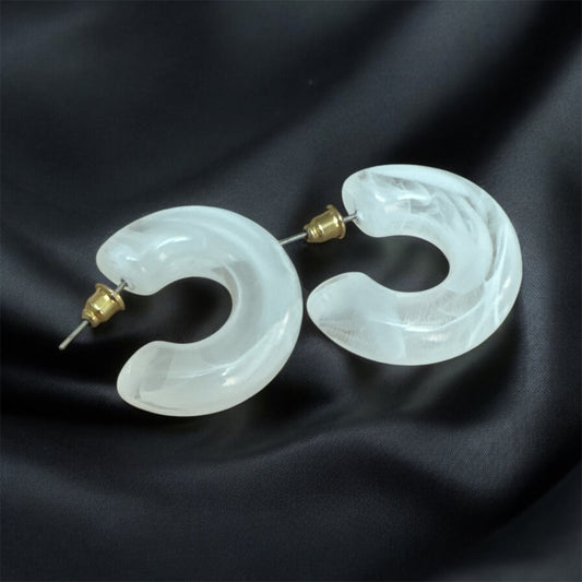 White Hoop Earrings