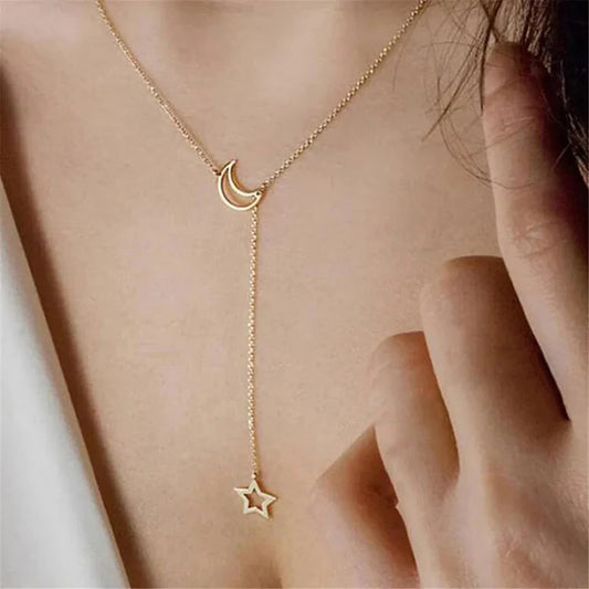 Gold Plated Moon-Star Necklace