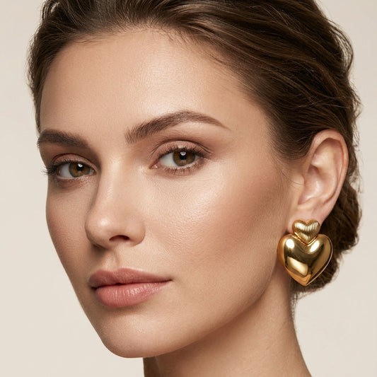 Double Heart Statement Earrings