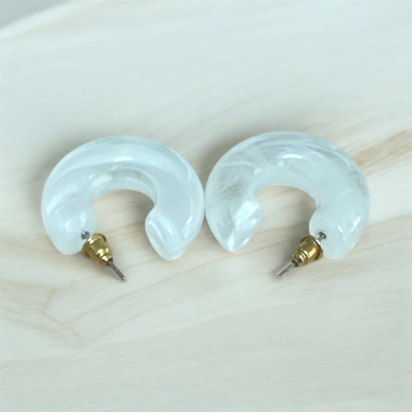 White Hoop Earrings