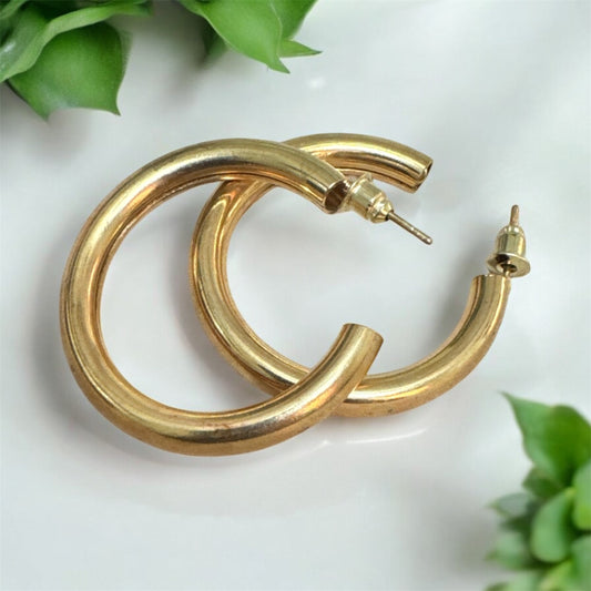 Plain Golden Hoop Earrings