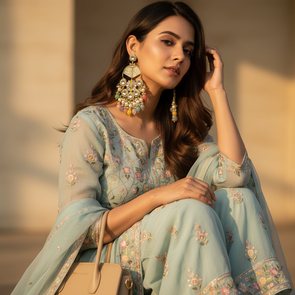 Ivory Multicolour Pearl Chandbali