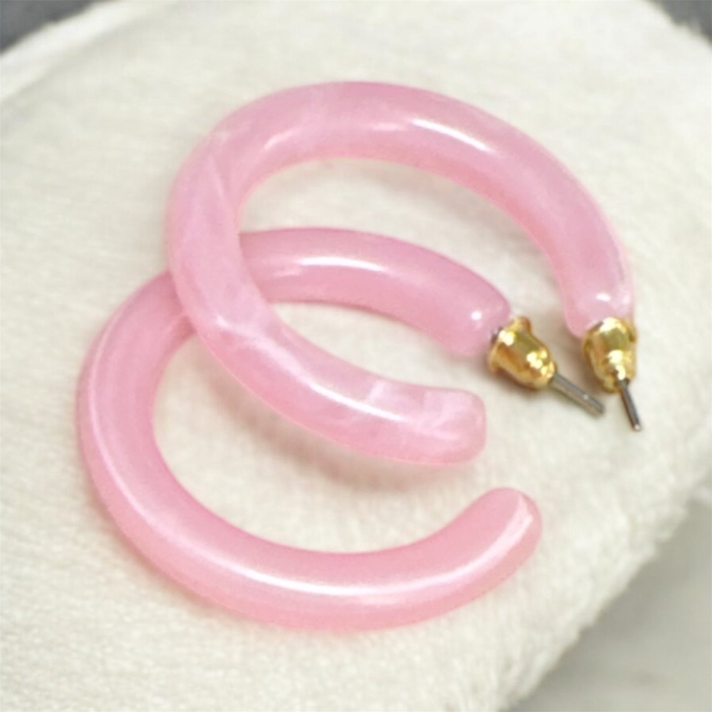 Pastel Pink Hoop Earrings