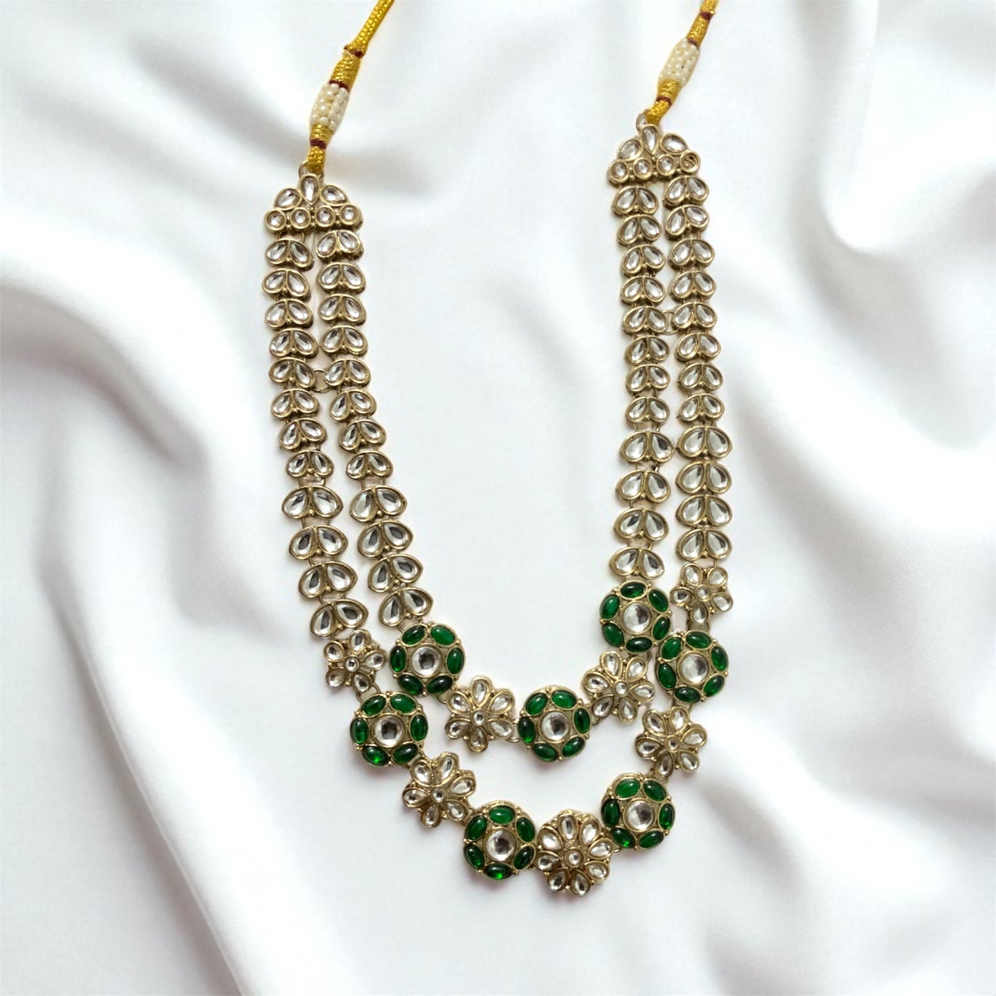 Two Layer Emerlad Green Kundan Jewellery Set
