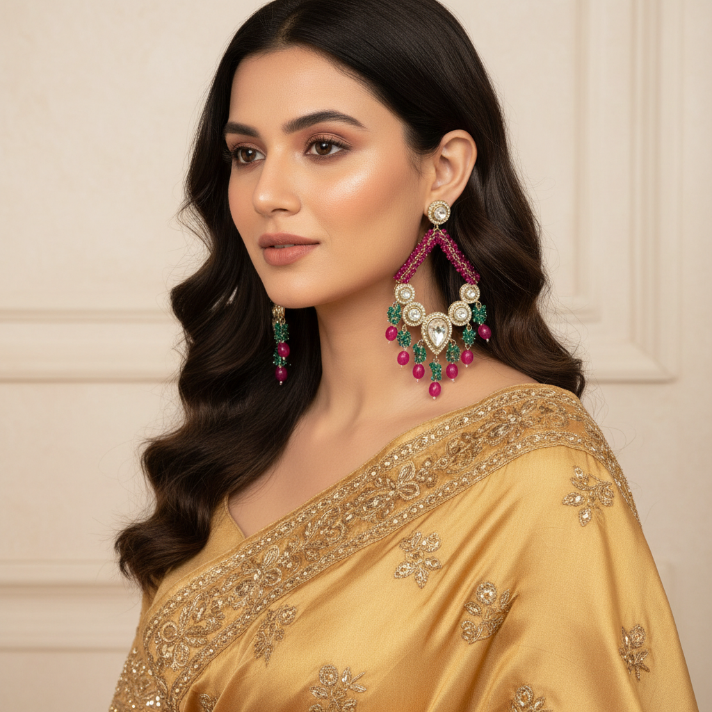 Rani Pink Deepika Chandbali