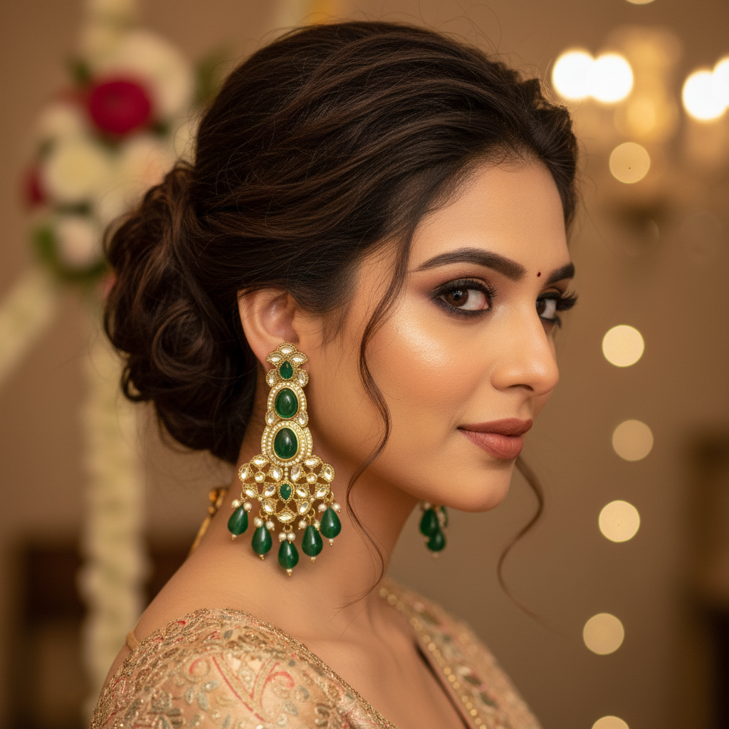 Emerald Green Designer Chandbali