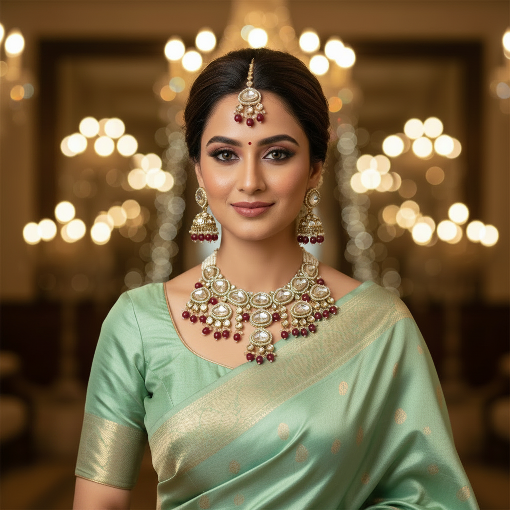 Maroon Kundan Jewellery Set