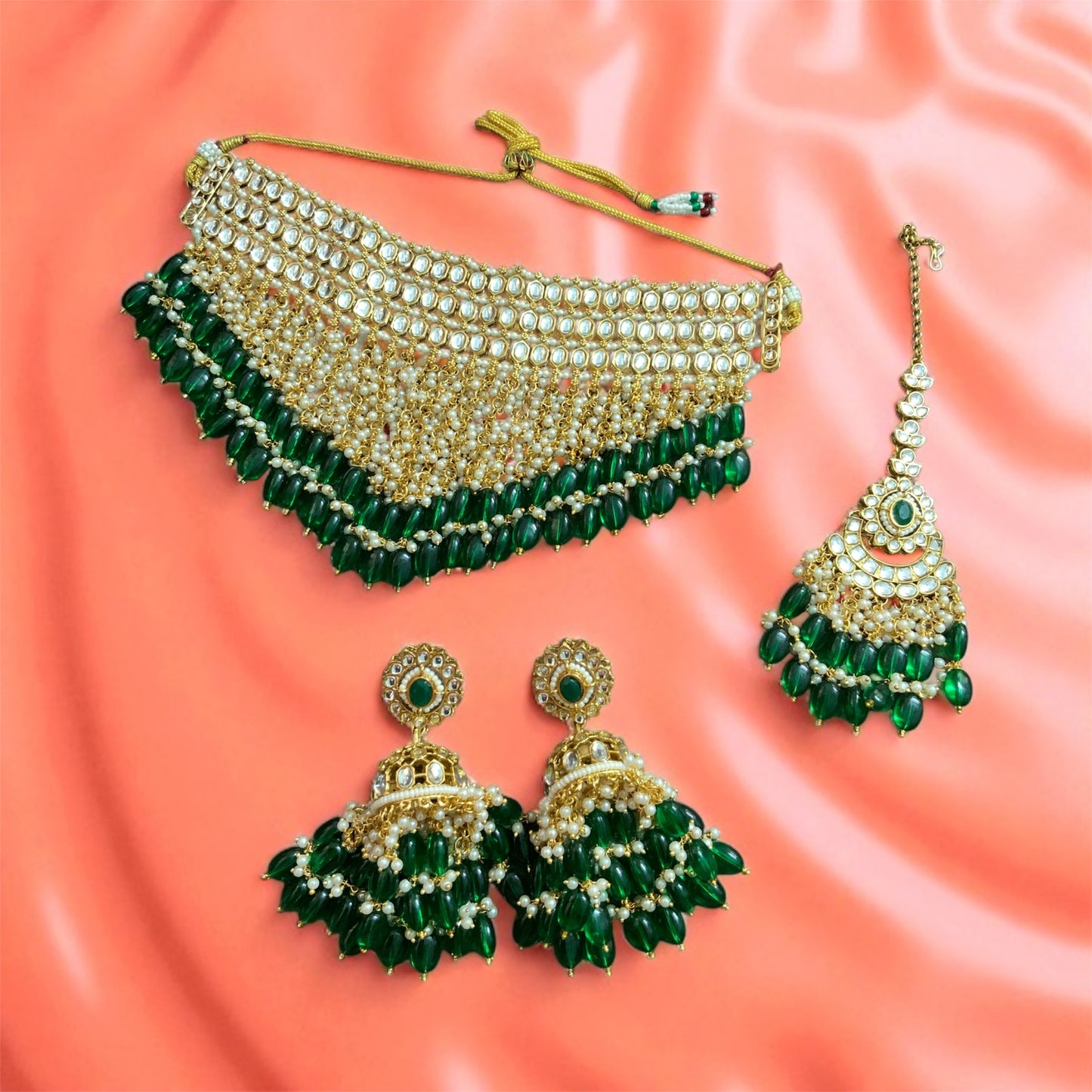 Emerald Green CHOKER Jewellery Set