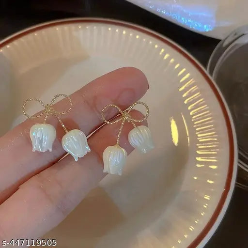 Bow Double Flower Studs