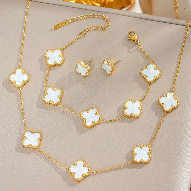 4 Piece White Clover Jewellery AntiTarnish Gift Set