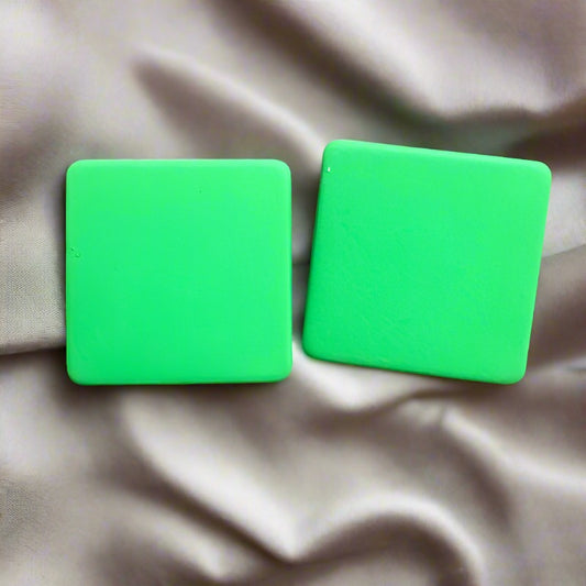 Green Square Studs