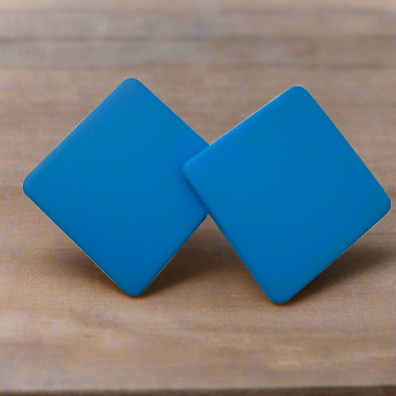 Blue Square Studs
