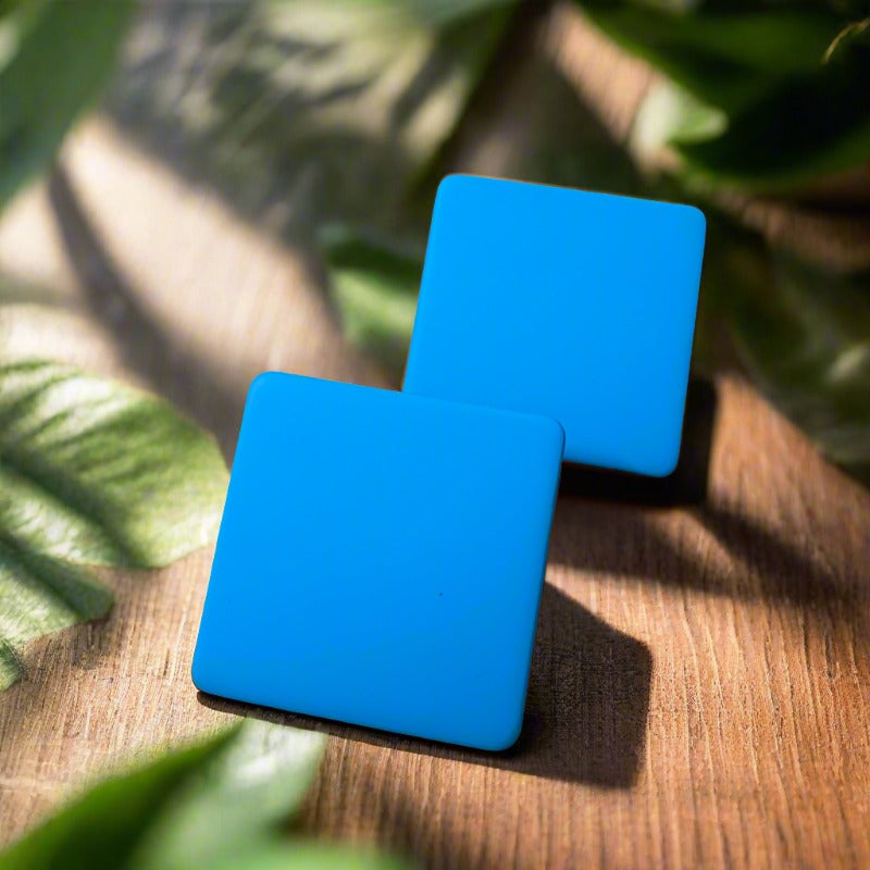 Blue Square Studs
