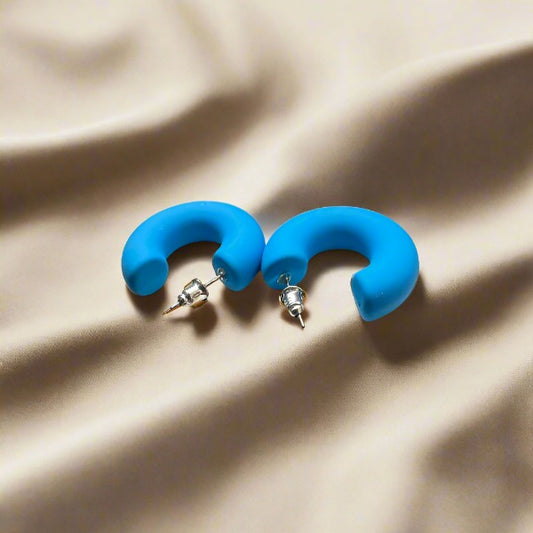 Blue Half Hoop Earrings