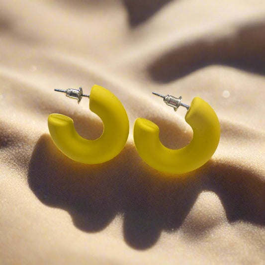 Yellow Half Hoop Earrings