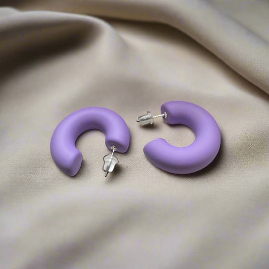 Purple Half Hoop Earrings